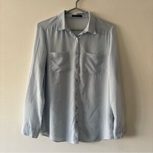 Suzy Shier Light Blue Collared Blouse